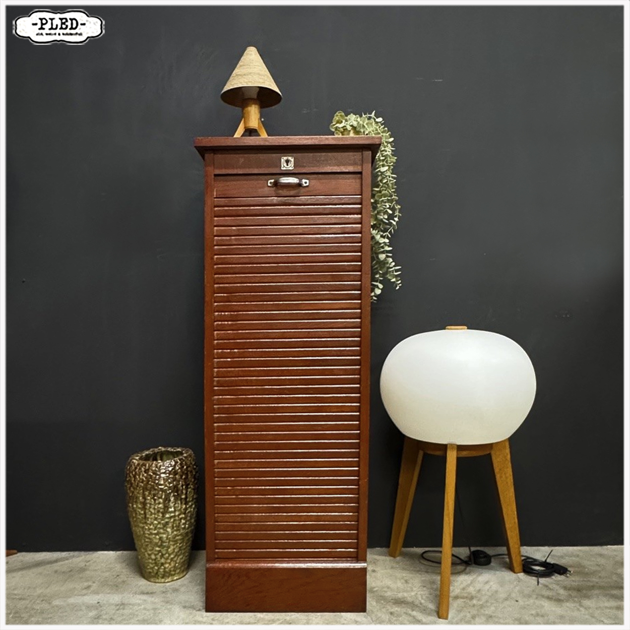 Vintage roldeurkastje, 120 cm hoog