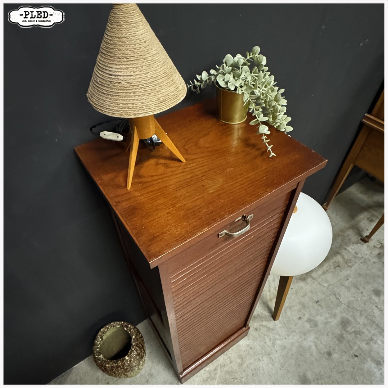 Vintage roldeurkastje, 120 cm hoog - Afbeelding 7