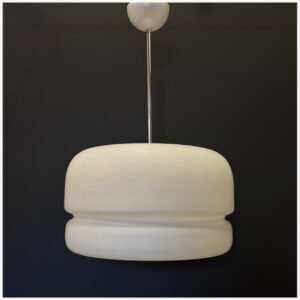 Grote, vintage, mat glazen opaline pendellamp, Tsjechoslowakije