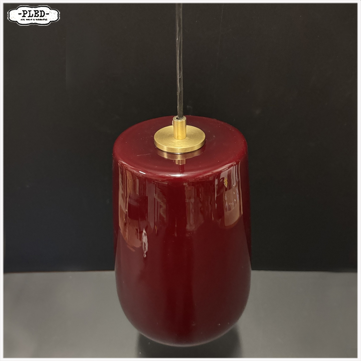 Vintage hanglamp van bordeauxrood glas - Afbeelding 7