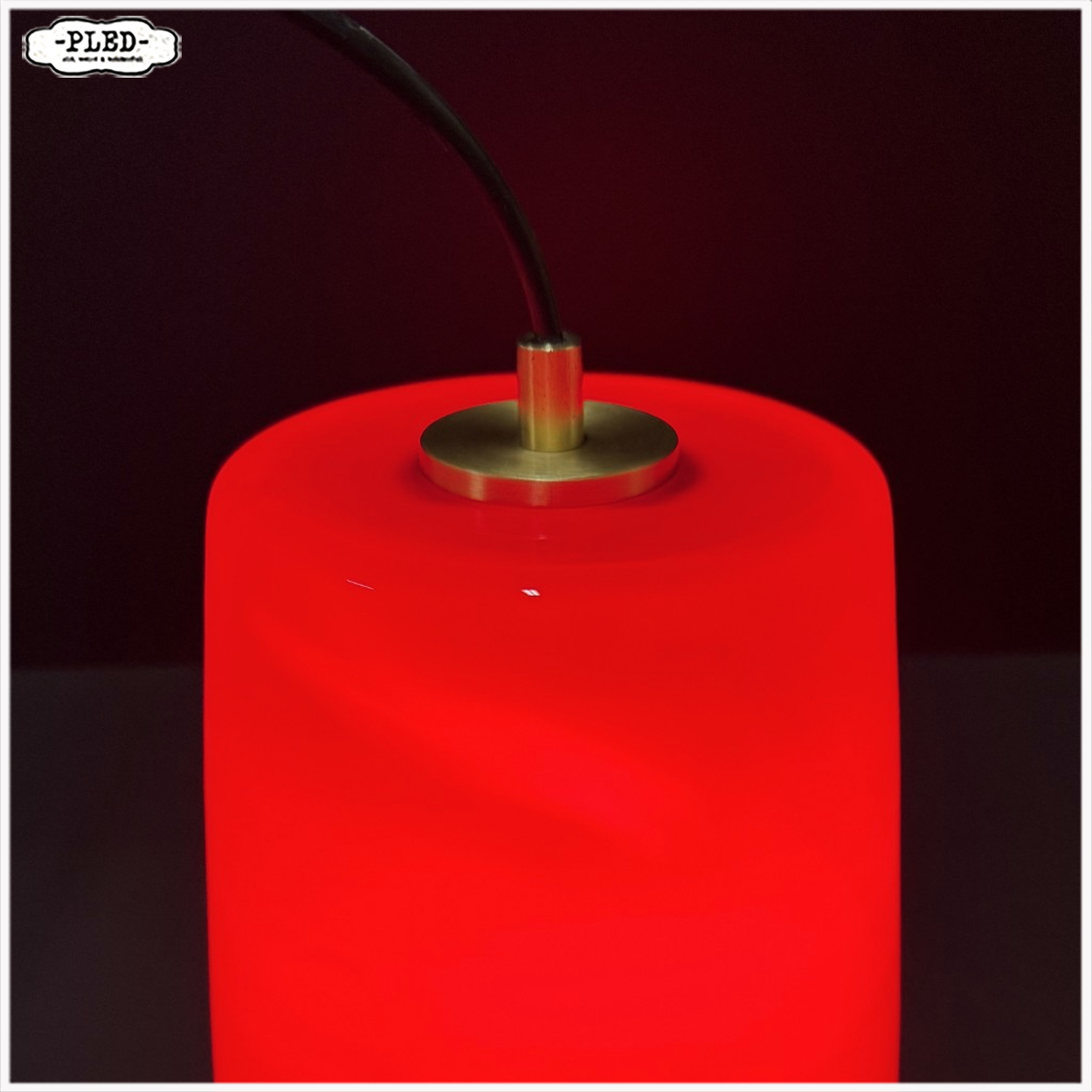 Vintage hanglamp van bordeauxrood glas - Afbeelding 8