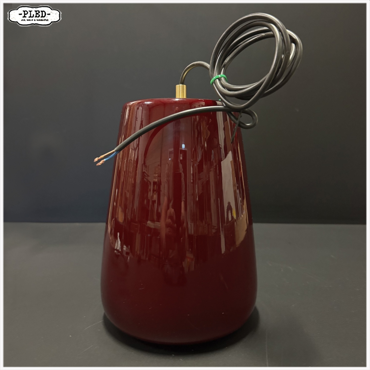 Vintage hanglamp van bordeauxrood glas - Afbeelding 9