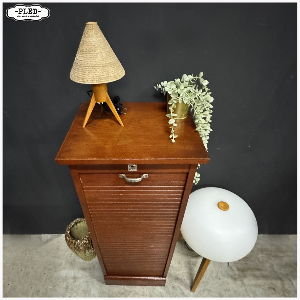 Vintage roldeurkastje, 120 cm hoog - Afbeelding 6