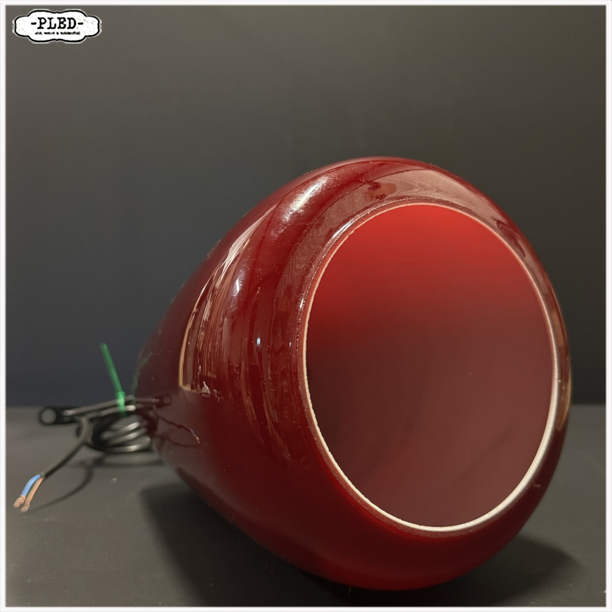 Vintage hanglamp van bordeauxrood glas - Afbeelding 10